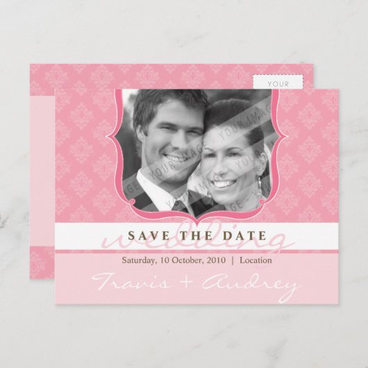 FOTO OPSLAAN DE DATUM :: pictureframe elegantie 6 Aankondigingskaart (Voorkant / Achterkant)