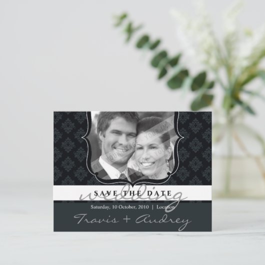 FOTO OPSLAAN DE DATUM :: pictureframe elegantie 8 Aankondigingskaart (Staand voorkant)