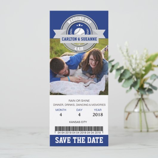 Foto opslaan de datum van het huwelijk Sportkaartj Save The Date (Staand voorkant)