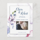 Foto Opslaan De Datum Waterverf Apple Blossoms Briefkaart (Voorkant)