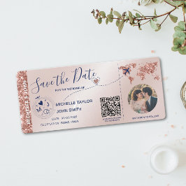 Foto Opslaan van de datum Boarding Pass Wereldkaar Kaart