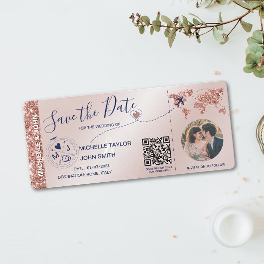 Foto Opslaan van de datum Boarding Pass Wereldkaar Kaart