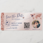 Foto Opslaan van de datum Boarding Pass Wereldkaar Kaart (Voorkant)