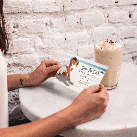 Foto Opslaan van de datum Eenvoudige kalligrafie S Save The Date