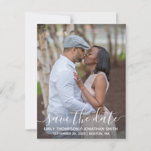 Foto Opslaan van de datum Kaart, White Modern Scri Save The Date (Voorkant)