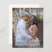 Foto Opslaan van de datum Kaart, White Modern Scri Save The Date (Voorkant / Achterkant)