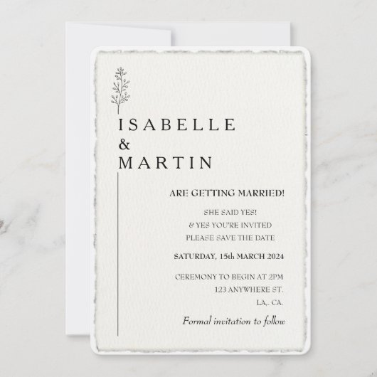 Foto Opslaan van de datum QR-code Deckled Edge Wed Kaart (Voorkant)