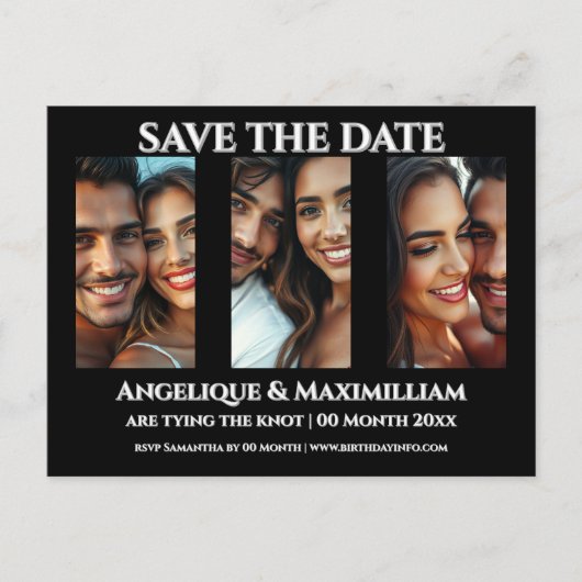 Foto opslaan van de datumkaart elegante moderne 3 briefkaart (Voorkant)