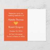 Foto Oranje Hart Save the Date Briefkaart 2 (Achterkant)