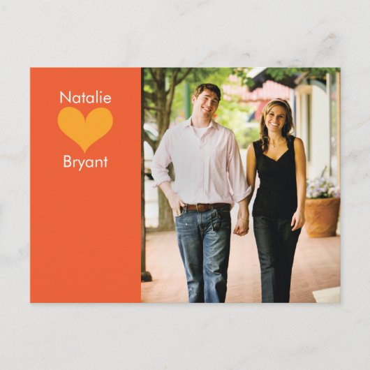 Foto Oranje Hart Save the Date Briefkaart 2 (Voorkant)