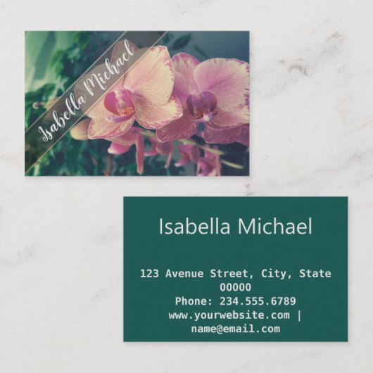 Foto, Orchid, retro Visitekaartje (Voorkant / Achterkant)