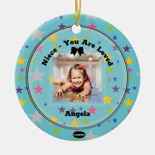 Foto Ornament Aqua met Sterren HAMbWG (Voorkant)