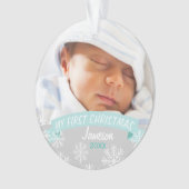 Foto Ornament | Baby Boy Eerste Kerstmis (voorkant)