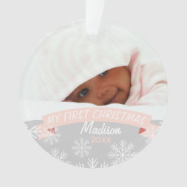 Foto Ornament | Baby Meisje Eerste Kerstmis
