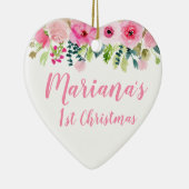 Foto Ornament Baby's eerste kerstroze Floral (Rechts)