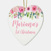 Foto Ornament Baby's eerste kerstroze Floral (Links)
