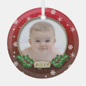 Foto Ornament | Eerste Kerstmis baby (rood) (Voorkant)