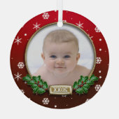 Foto Ornament | Eerste Kerstmis baby (rood) (Achterkant)