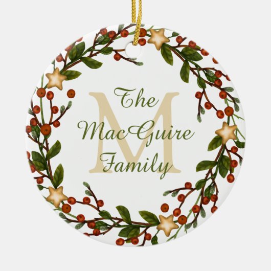 Foto Ornament Kerst Krans Monogram Initiaal (Voorkant)