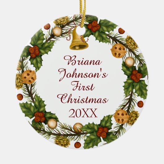 Foto Ornament Kerstkrans Baby's Eerste (Voorkant)