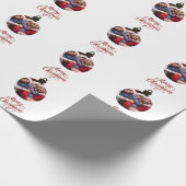 Foto ornament leuk script Kerstmis Cadeaupapier (Hoek)