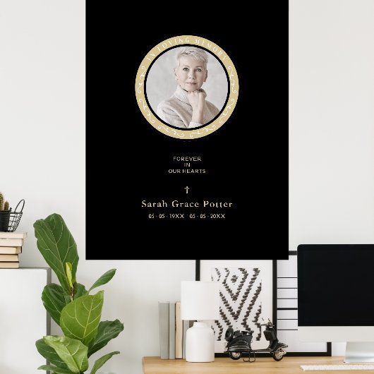 Foto: Ornamental Herdenking geliefd bij één begraf Poster (Thuiskantoor)