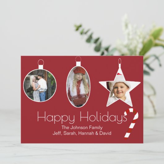 Foto Ornamenten Kerstmis Kaart (Staand voorkant)