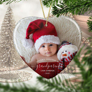 Foto Ouders Eerste Kerstmis Witte Schrift Keramisch Ornament
