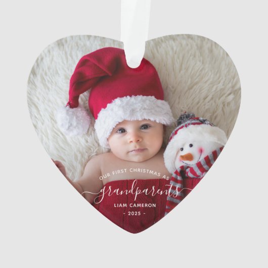 Foto Ouders Eerste Kerstmis Witte Schrift Ornament (achterkant)