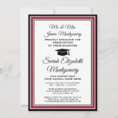 Foto & Ouders Namen Rood zwart/wit Afstuderen Kaart (Voorkant)