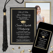 Foto & Ouders Names Black Gold Graduparty Kaart