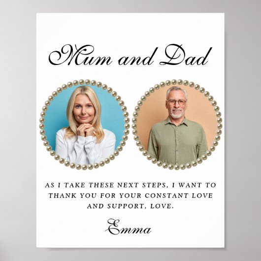 Foto Ouders van de Bride Gift Dank u Gift Poster (Voorkant)
