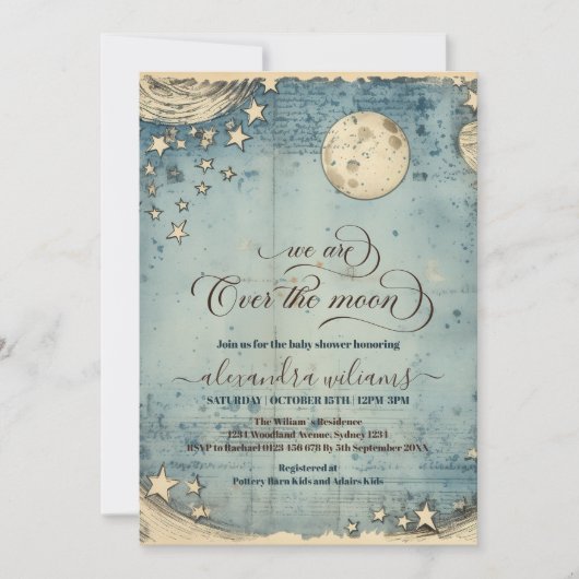 Foto over het Moon Blue Boy Baby shower Kaart (Voorkant)