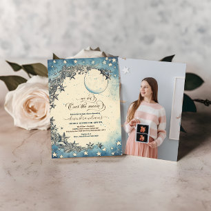 Foto Over the Moon Dreamy Baby shower Kaart