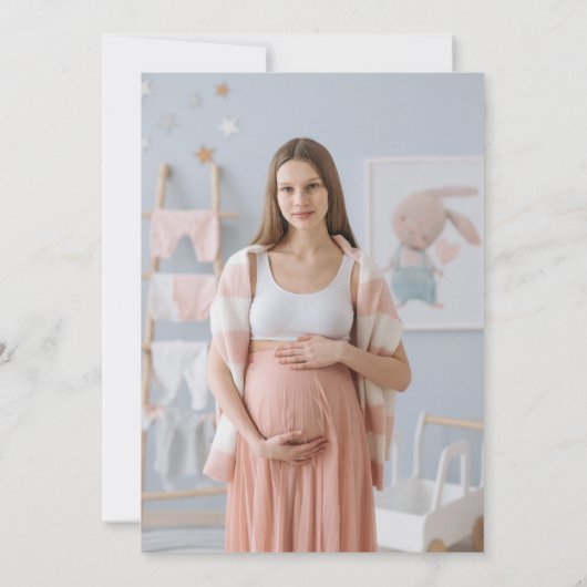 Foto Over the Moon Stars Blue Baby shower Kaart (Achterkant)