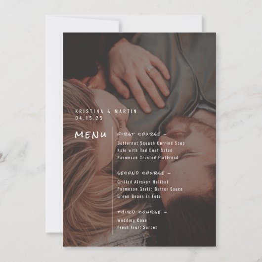 Foto Overdreven Menu Bruiloft (Voorkant)