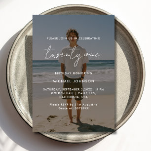 Foto Overlay 21e verjaardag Uitnodiging Kaart 