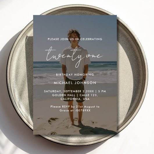 Foto Overlay 21e verjaardag Uitnodiging Kaart ​