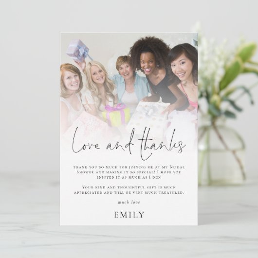 Foto-overlay Bruiloft Love Thanks Bedankkaart (Staand voorkant)