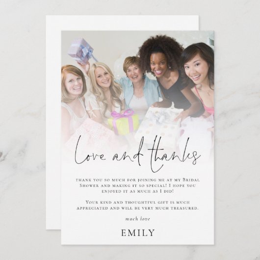 Foto-overlay Bruiloft Love Thanks Bedankkaart (Voorkant / Achterkant)