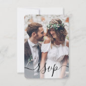 Foto-overlay eenvoudig script Elegant Trouwen RSVP Kaartje (Voorkant)