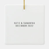 Foto overlay Eerste Kerstmis Mrs Names Year Keramisch Ornament (Achterkant)