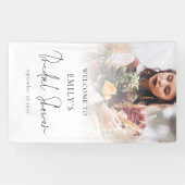 Foto-overlay Elegant script welkom bruidsfeest Spandoek (Horizontaal)
