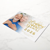 Foto overlay Gelukkig Nieuwjaar 2026 Luxe Real Folie Feestdagenkaart (Gedraaid)