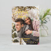 Foto-overlay Getrouwd Blij Nieuwgetrouwd Folie Feestdagenkaart (Staand Voorkant)