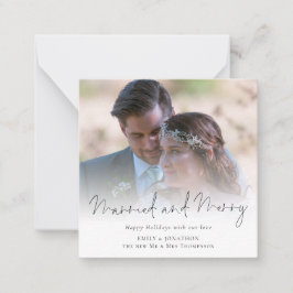 Foto-overlay Getrouwd en Prettig Kerstfeest Notitiekaartje