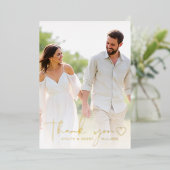 Foto Overlay Gold Folie Script Bedankt Kaarten (Staand Voorkant)