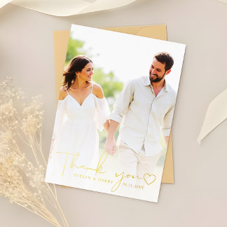 Foto-overlay goud folie script bedankkaarten uitnodiging