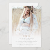 Foto Overlay Goud Script Boheemse Baby shower Kaart (Voorkant / Achterkant)