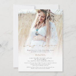 Foto Overlay Goud Script Boheemse Baby shower Kaart